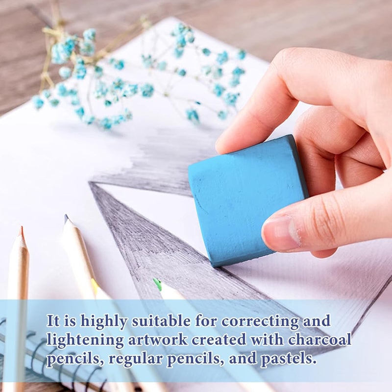 Smilo 8-Pack Blue Kneaded Erasers | Moldable & Dust-Free Putty Eraser | No Smudge Art Eraser with Case for Drawing - Image 4